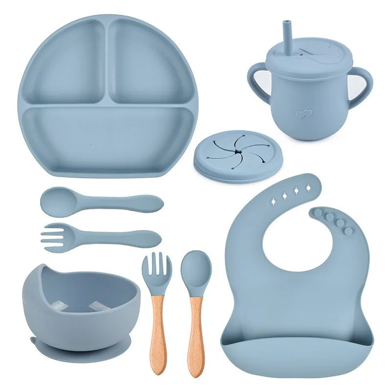 Hot Sale homeware Silicone Feeding Set Baby Spill-Proof Silicon Tableware BPA Free For Kids charger silicone plate dish sets