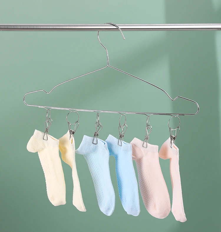 High Quality 201 stainless steel    boutique hangers metal pant hangers with clips