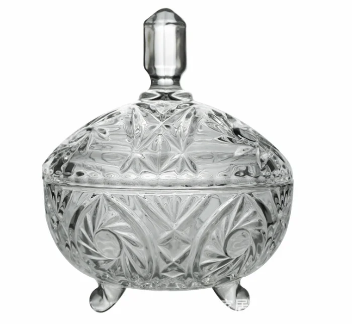 Wholesale Crystal Clear Glass Sugar Jar Sugar Bowl Glass Candy food storage Jars with Lid