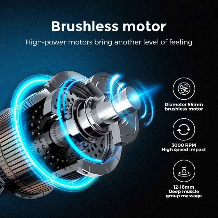 High Quality Brushless Electrical Deep Vibrating Tissue Fascia Muscle Massager Gun with Case