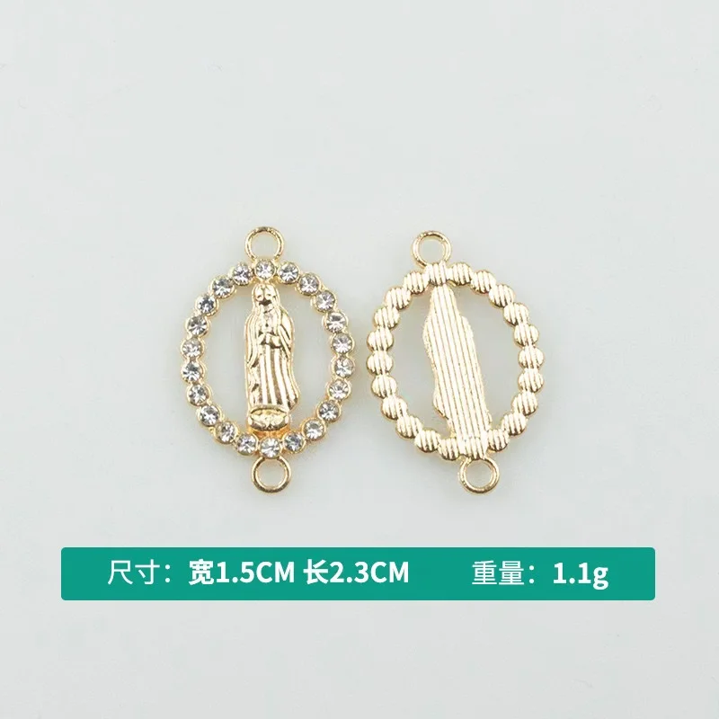 China Manufacturer Jewelry Findings Virgin Mary Connector 18k Gold Plated Cubic Zircon Accessory for Bracelets