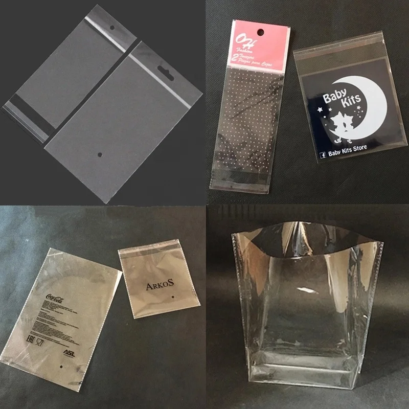 Resealable Transparent Custom Printed Self Adhesive Polybags Packaging Clear Plastic Poly Opp Bags For Clothing Garment Pouch