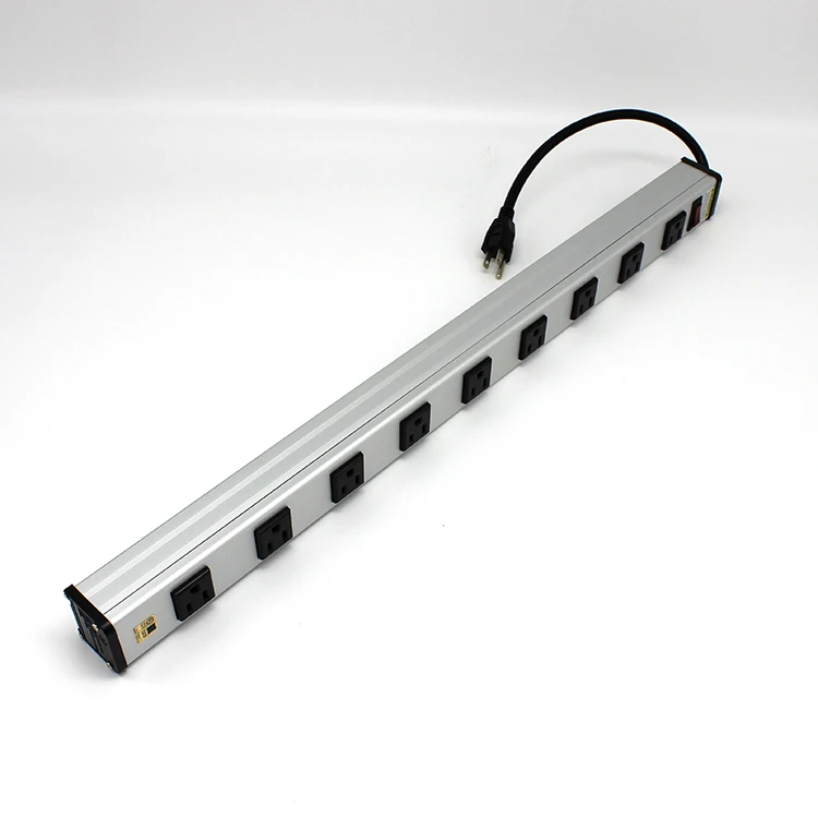 
High Quality AC Safety US power U L approval Socket Outlet strip Office 9 way Extension Plug with switch 