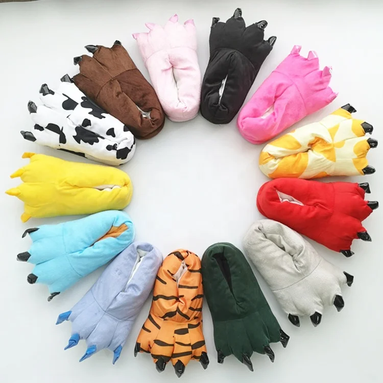 New Classic indoor winter warm slippers lovely cute paws animals home cotton shoes non-slip house