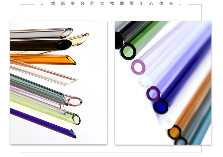  Custom Printed Logo 12 mm 14 Colorful Straight Boba Bubble Tea Straw Pyrex High Borosilicate