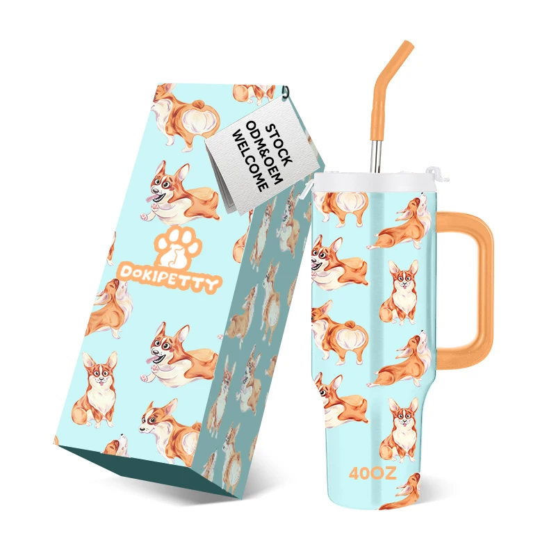 2024 New Everich  Latest Beer Cups Blank 40oz Stainless Steel Vacuum Insulated Tumbler with handle Travel Mug for Pet Lovers