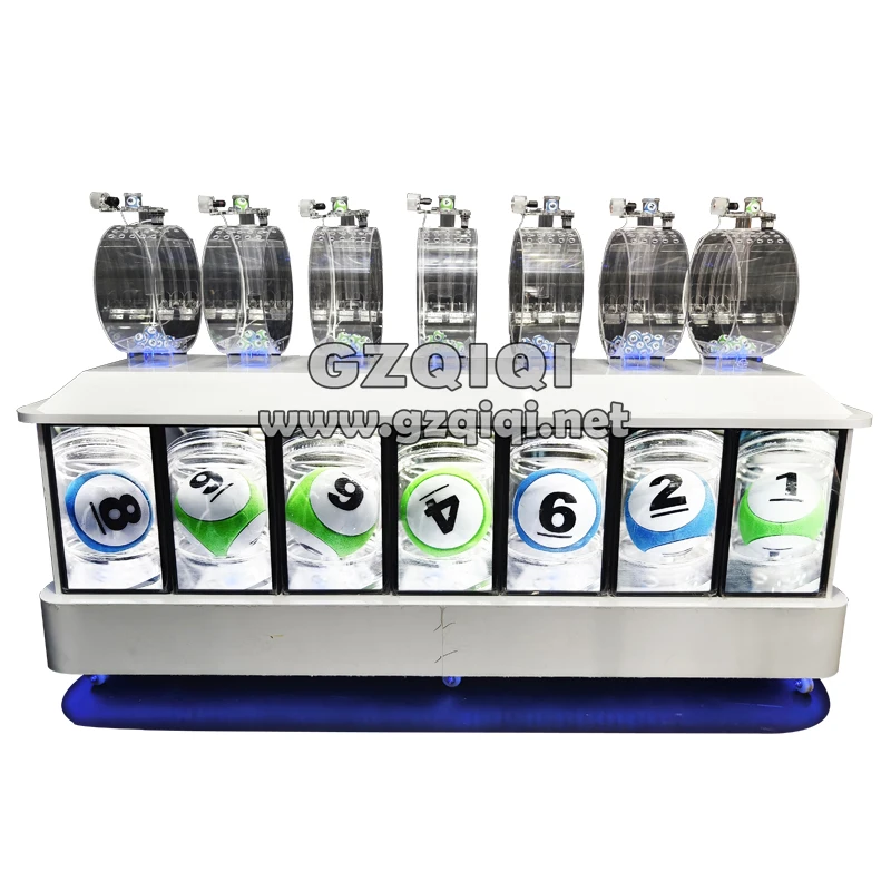 Air blown 7D multi-cylinder lottery ball machine with TV to show lotto balls