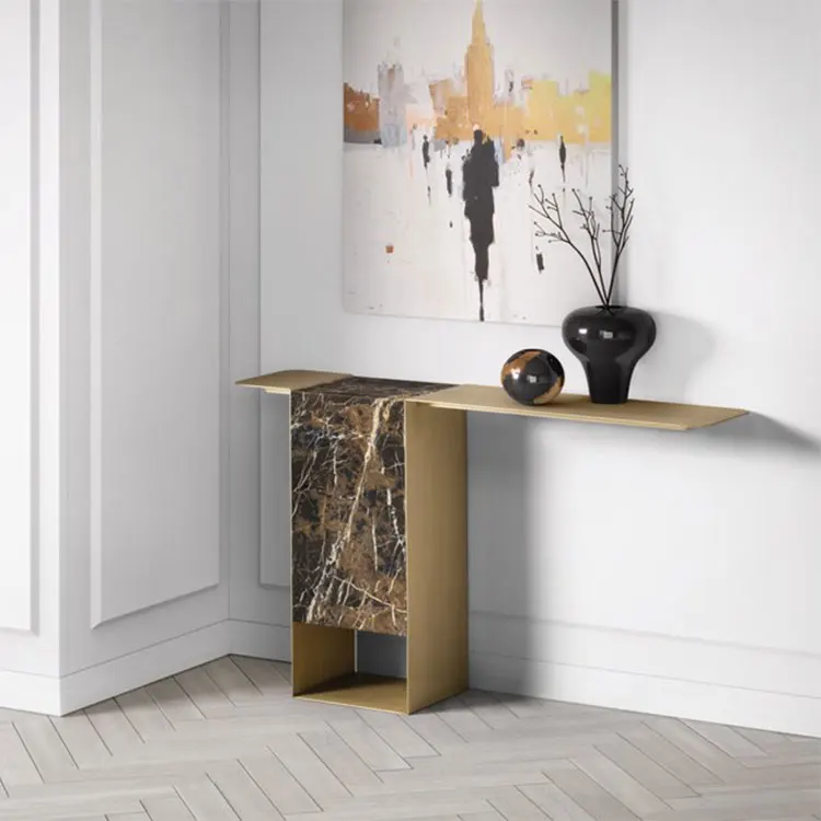 Champaign gold stainless steel console table luxury style for apartment villa hot sale design factory manufacture