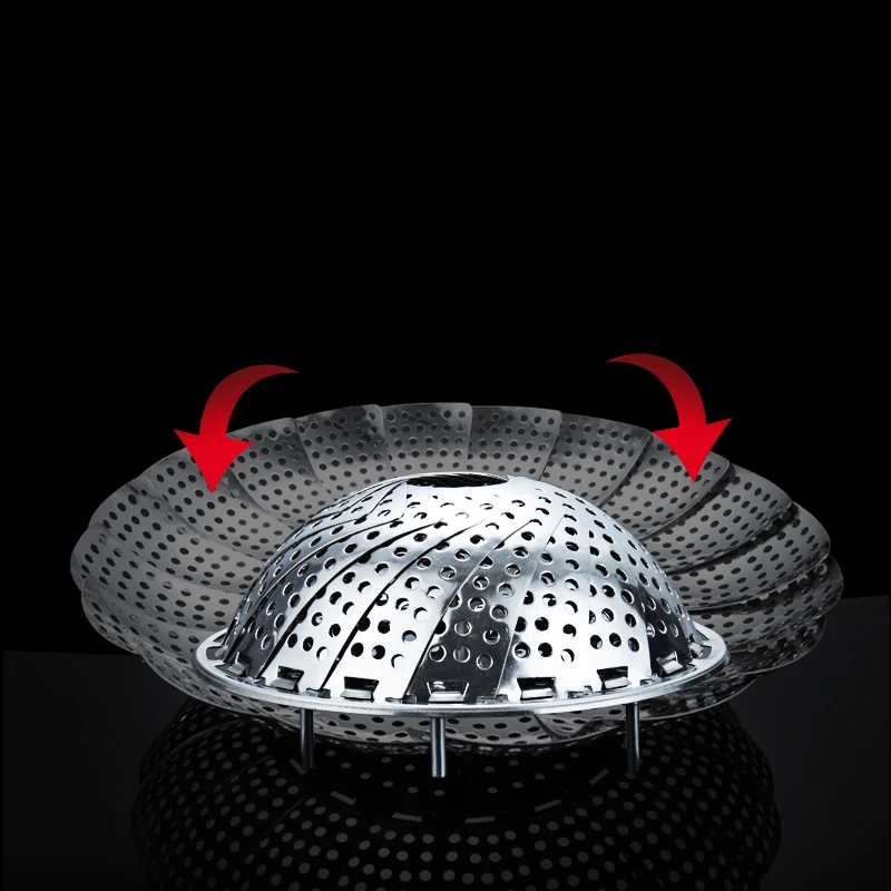 Chinese Cooking Stainless Steel Foldable Food Steamer Basket Collapsible Vegetable Bread Dumpling Steamer Steamer Baskets