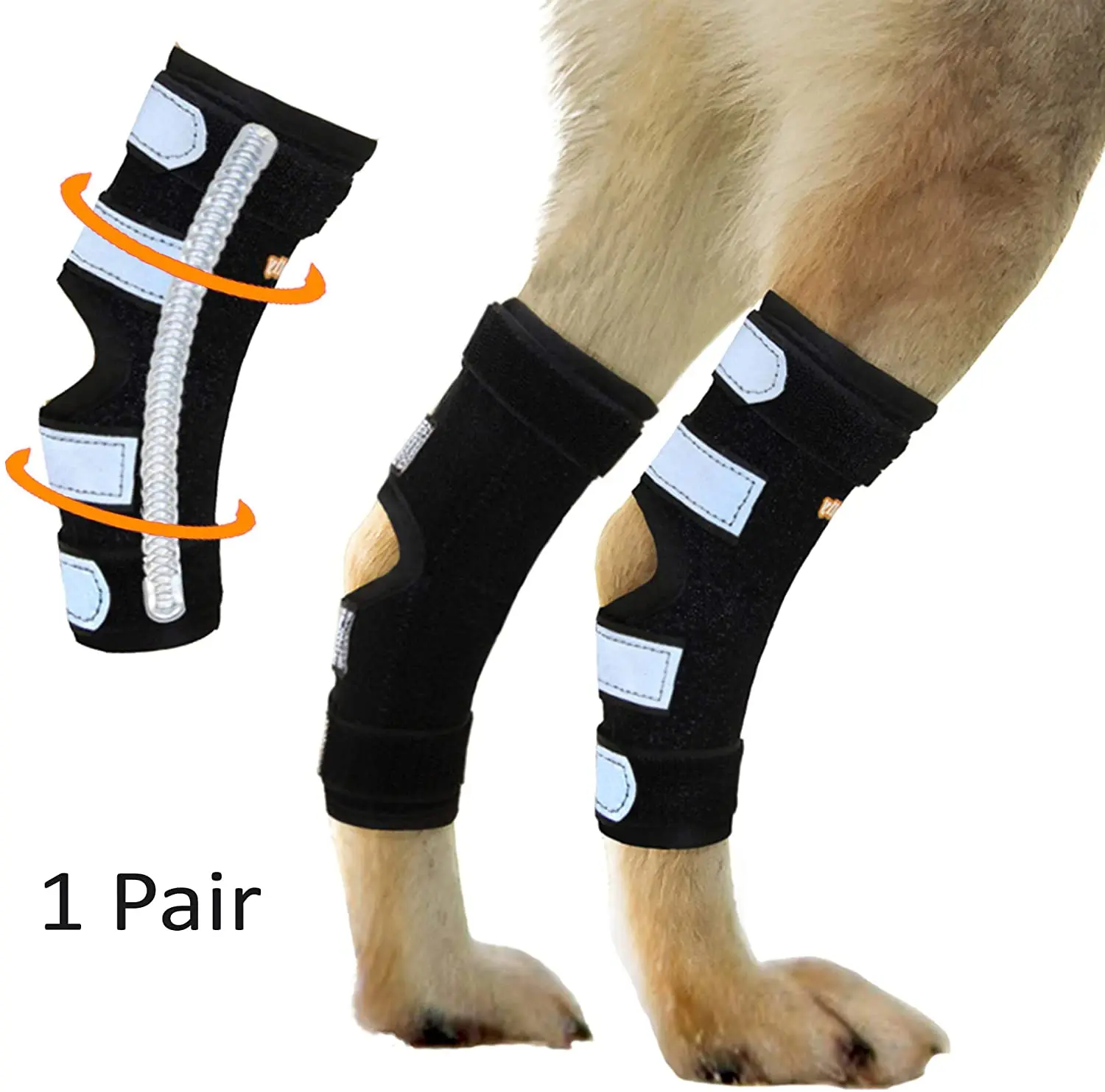 
ZRWK03 Dog Braces for Back Legs Super Supportive with Dual Metal Spring Inserts to Stabilize Dog 