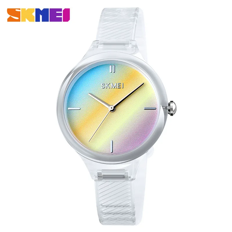 New Trendy Lady Watch Skmei 1714 Colorful Wrist Watches for Women Girls Transparent Jelly Watch
