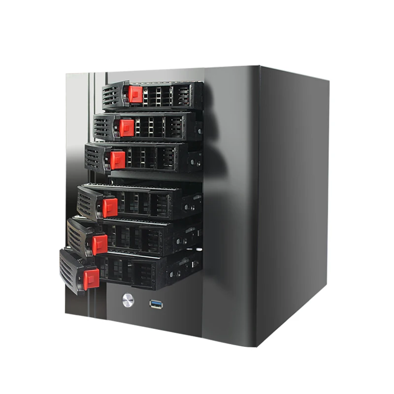 Memory configuration hot swap 6 bays mini itx nas server case with SATA backplane for HTPC