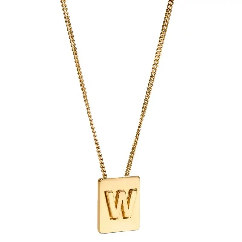 Wholesale of square brand English letter necklaces, light luxury and high-end gold pendants, collarbone chain jewelry