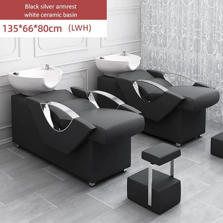 Hair Wash Clean Salon Product Lay Down Black Sink Chair Heavy Shampoo Wash Hair