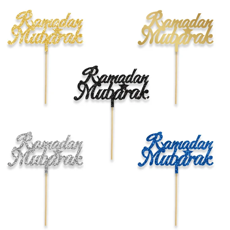 Wholesale Ramadan Muslim Party Eid Mubarak Moon Star Paper Cake Topper Decoration Ornaments