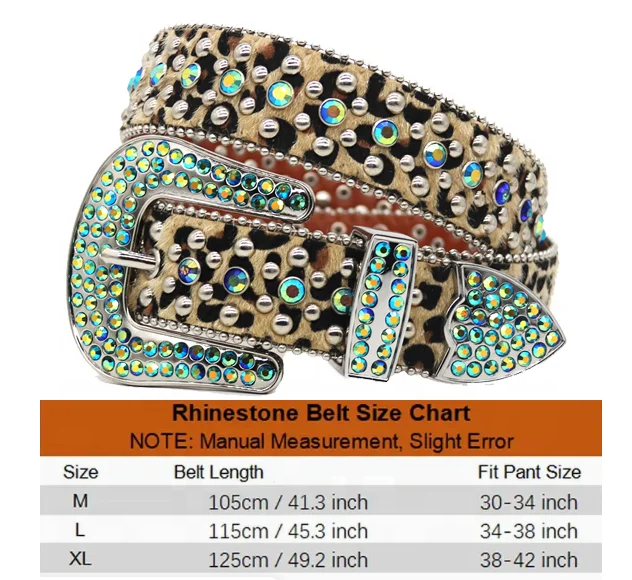 Brown Leopard Western Luxury Crystal Rhinestone Belt With Full Diamond Alloy Buckle Fashion Punk Trendy Diamond Belt
