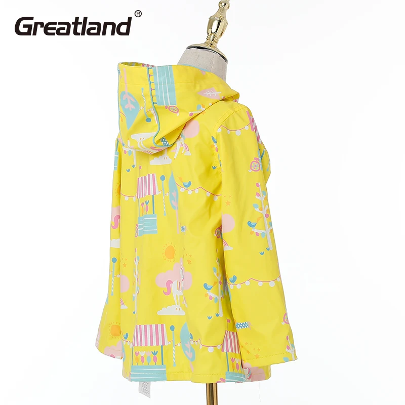 High quality student yellow pattern raincoat custom student children raincoat