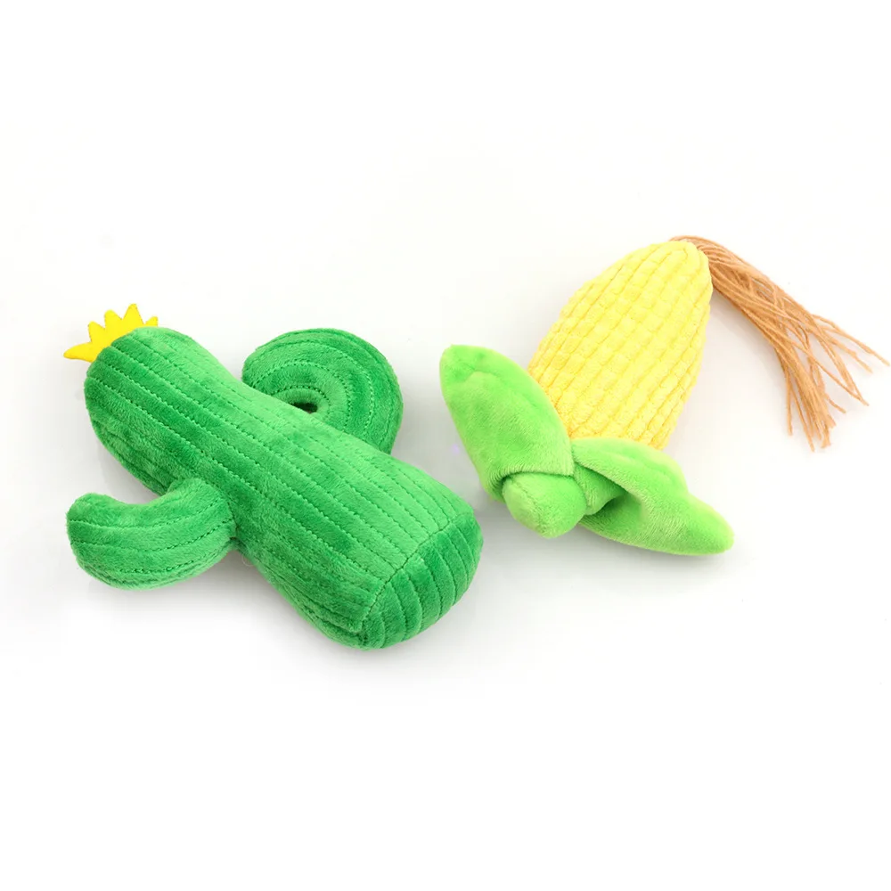 New style corn cactus shape interactive plush toy includes beep pet supplies dog toy