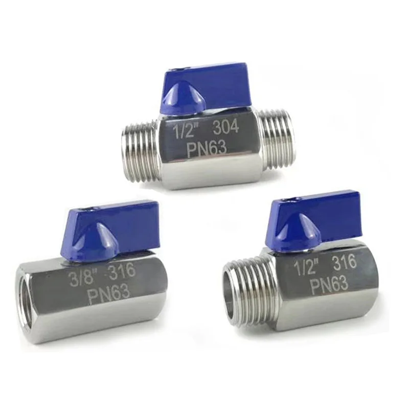 High temperature resistance 304 316 stainless steel mini ball valve NPT/BSPT internal thread x Male Thread Shut-Off Valve