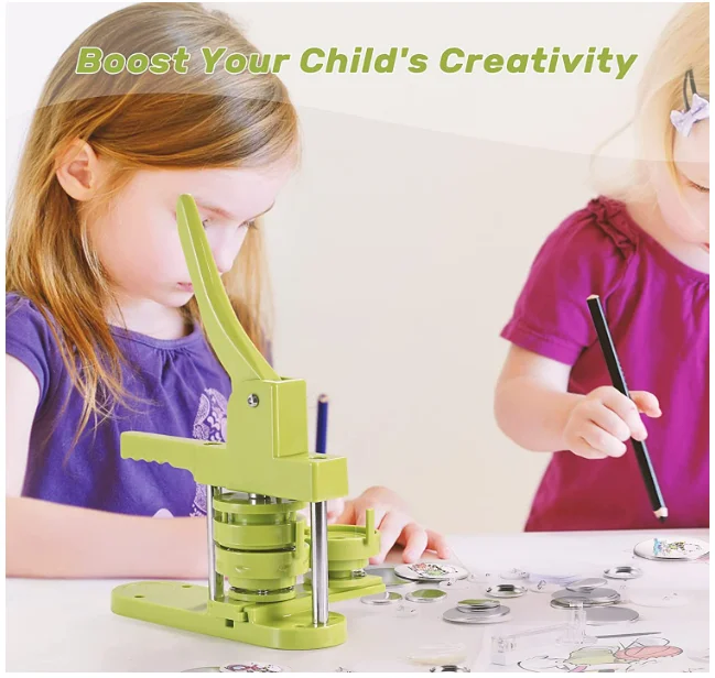 Manual Plastic & Metal Bottom Badge Maker Button Making Machine With Different Size Mould