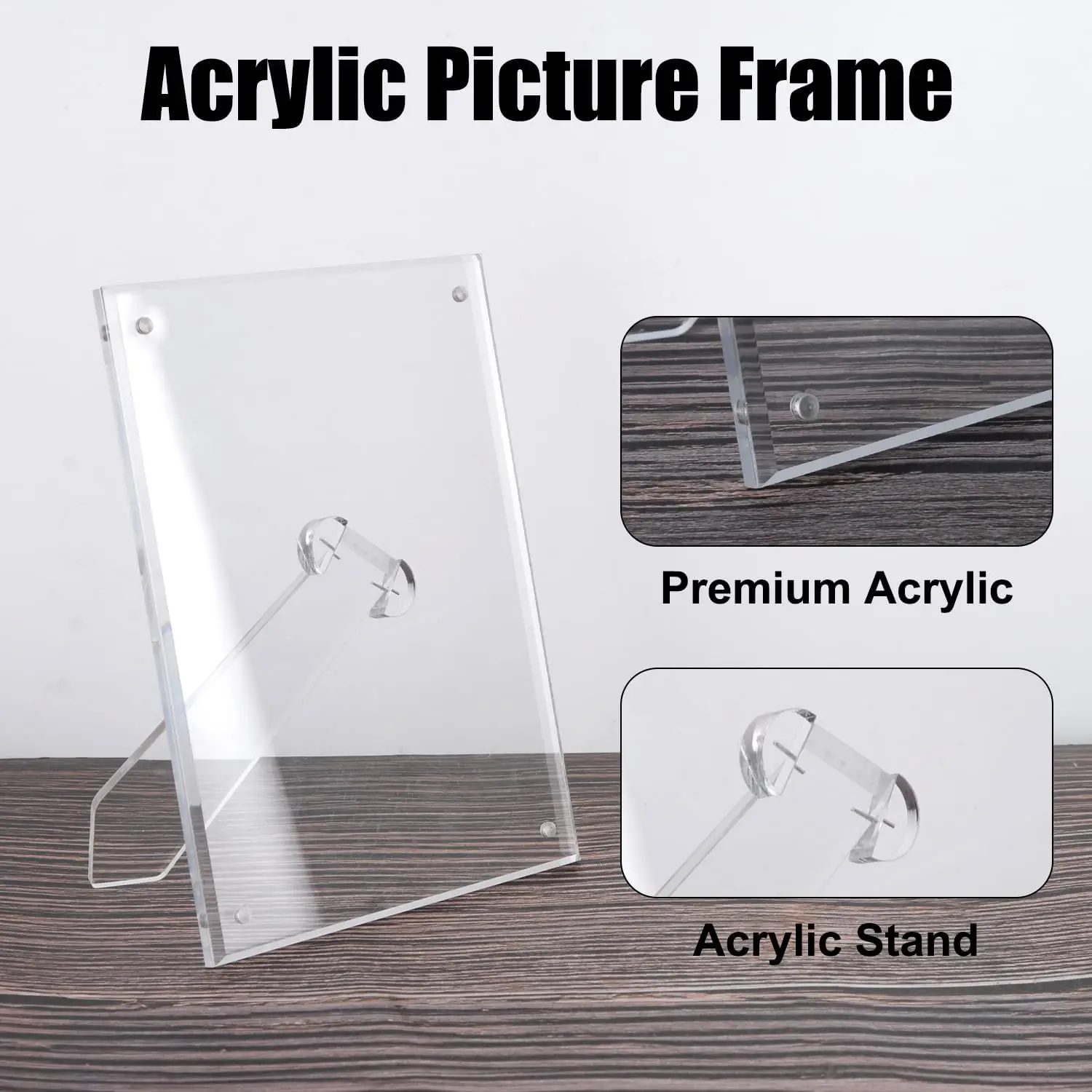 Acrylic Clear Photo Frame with Magnets Clear Picture Frames with Stand Acrylic Frame for Tabletop Display
