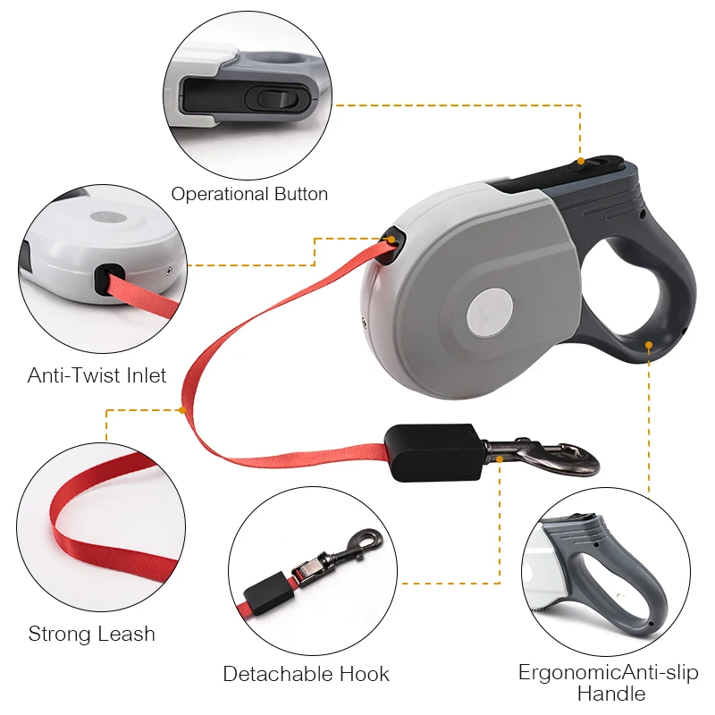 New Pet Products Private Label Automatic Heavy Duty Retractable Pet Nylon Material Dog Leash