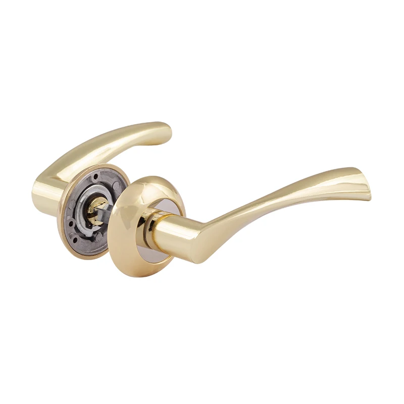 Factory price  Aluminum Zinc alloy lever door handle round rose SN CP for wooden door