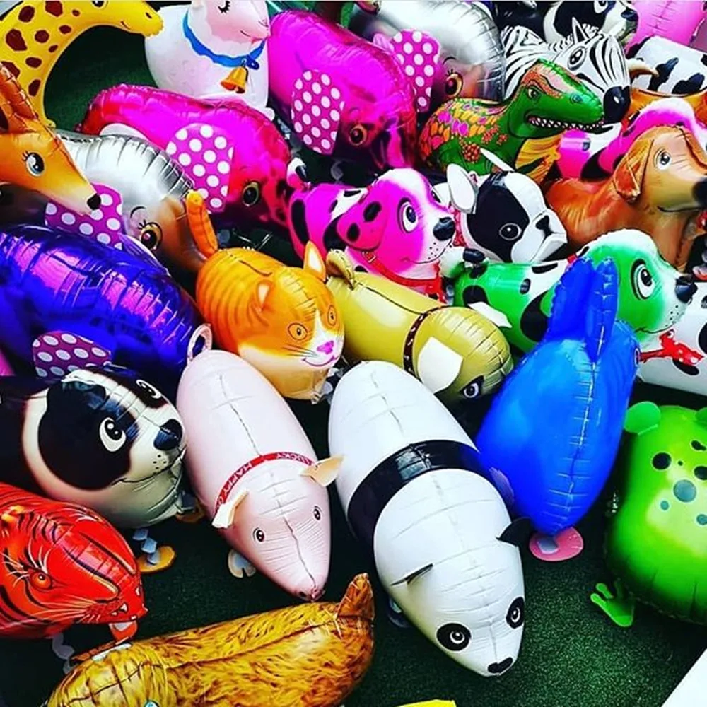 Mixed Walking Balloon Animals Birthday Party Decorations Cute Dogs Dinosaurs Tiger for Kids Walking Pet Foil Balloons