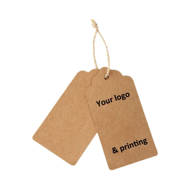 Luxury Swing Tags Set String Pin Design Paper Clothing Tags Printed Logo Clear PVC Hang tags  for Garment Clothes Custom Hang Ta