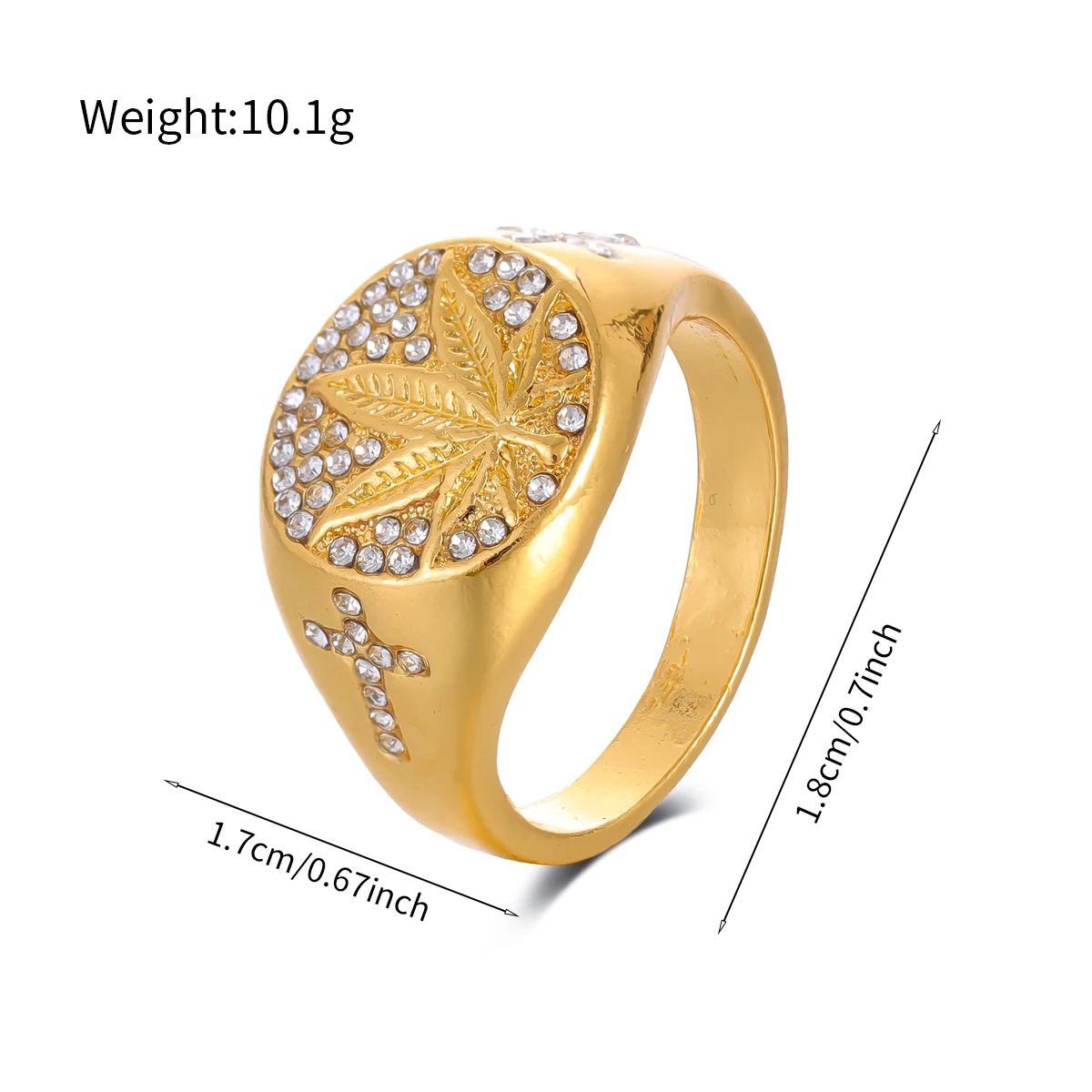 Liaolan Jewelry Moissanite Smoking Ring Hip Hop Diamond 18K Gold Cannabi Gorgeous Plant Weed Ring For Men Hip Hop Rings Men
