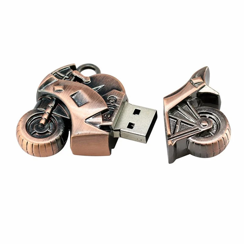 Zinc alloy motorcycle U disk Real Capacity pen drive 32gb 16gb moto-car cartoon USB flash drive gift autobike Memory Stick