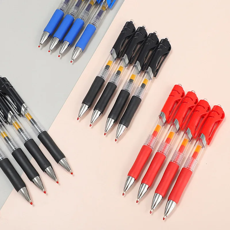 Custom wholesale press neutral pens Carbon red black blue water based signature student gel pens