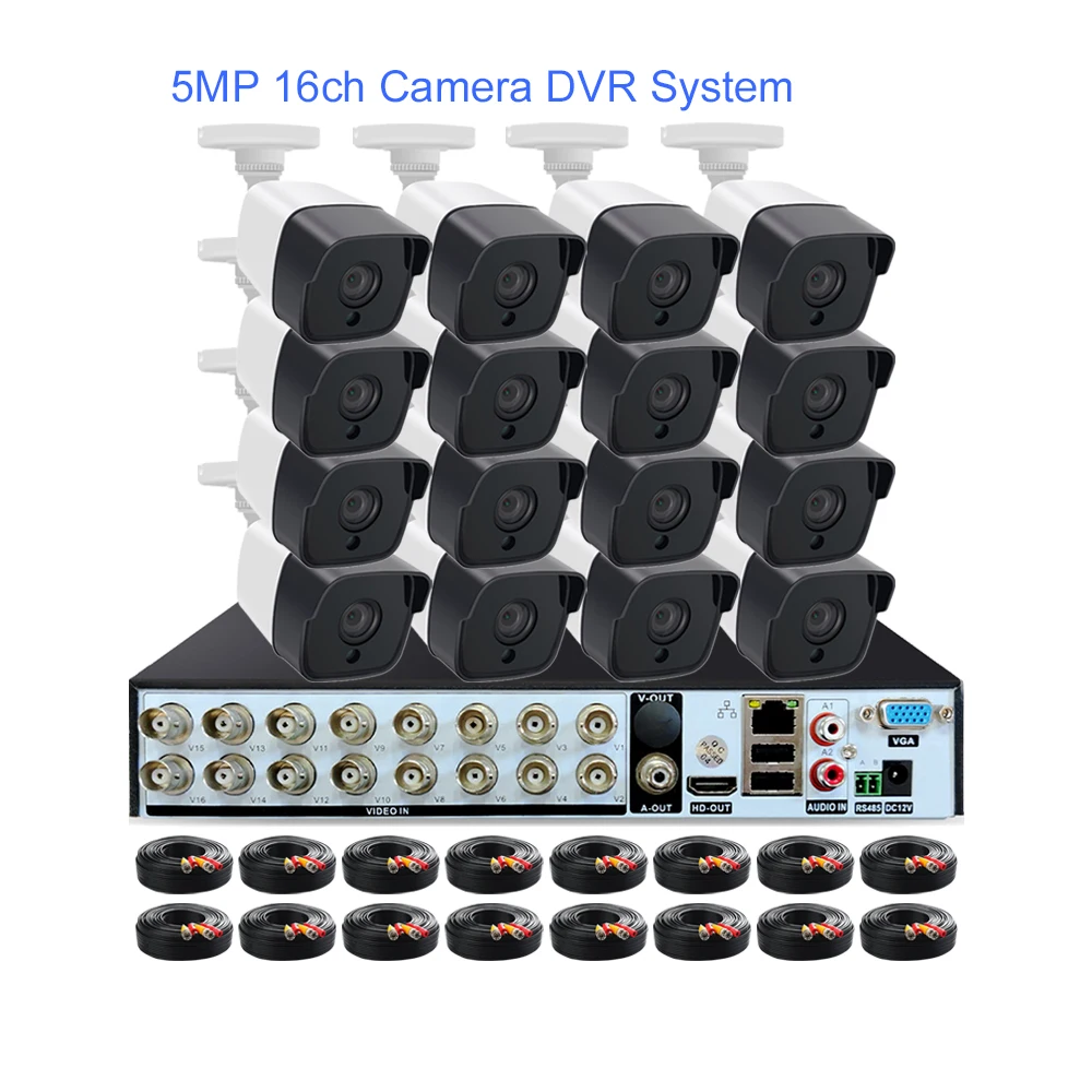 face detection 5MP 8MP 16ch 16 32 channel home surveillance security camera system 4K AHD DVR recorder CCTV camera analog 12 kit