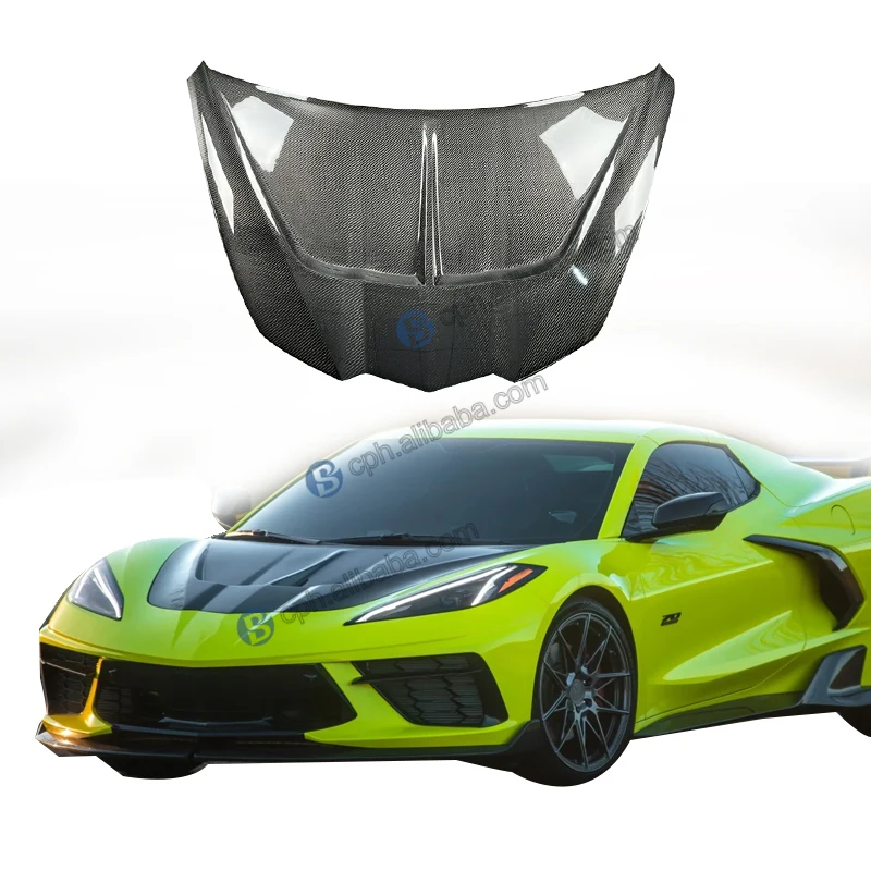 Vehicle Parts Car Accessories ST Style Car Bonnet Decoration Guard Carbon Fiber Hood For Chevrolet Corvette C8