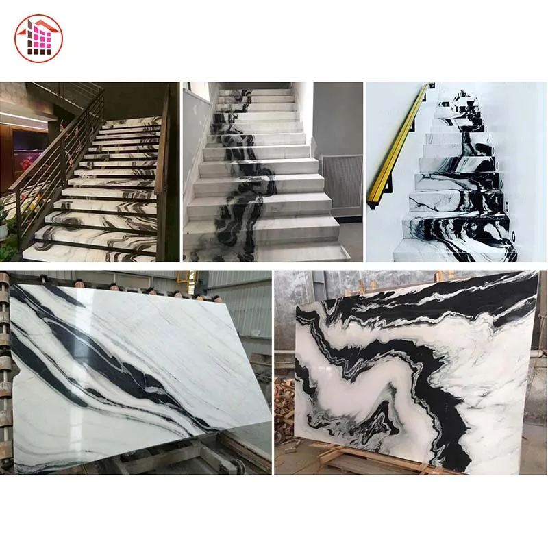 
Panda Marble Stair Black White Marble Flooring Stair Step High Quality Wholesale Home Standard Stairs Texture Specification Whit 