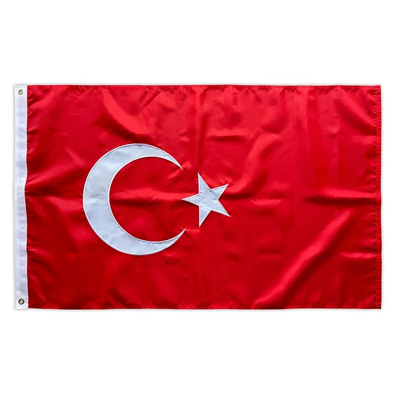 2024 New High Quality Custom Hanging Turkiye Embroidered Custom Wall Flag With Wall Flag For Advertising