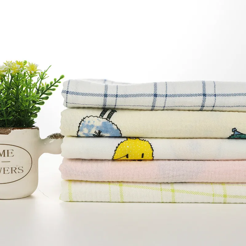 
Plaid Printed Cotton Crepe Fabric for Patchwork Breathable Double Gauze Cotton Seersucker Fabric for DIY Sewing Baby Cloth Mask 