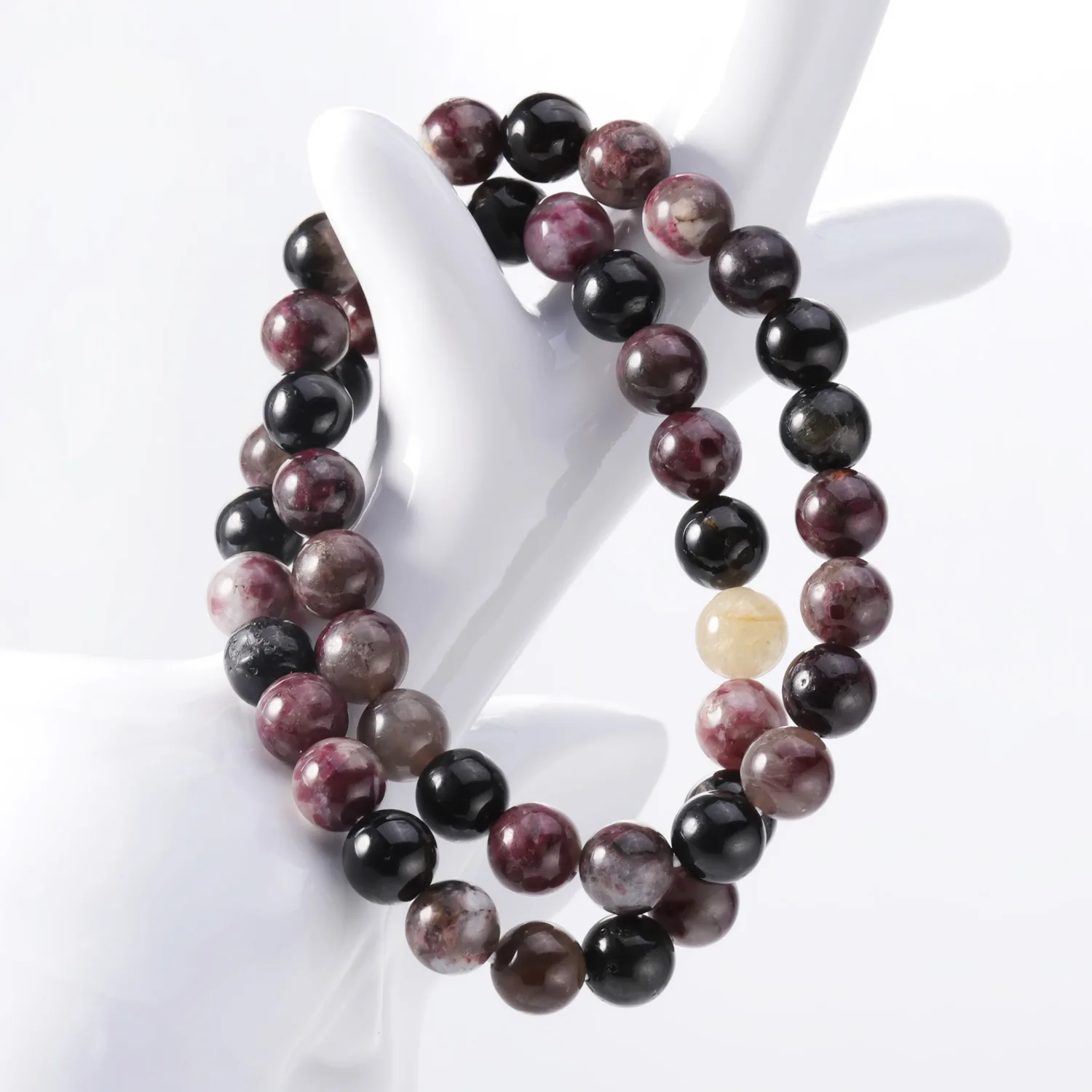 wholesale natural rock rainbow madical tourmaline beads bracelets crystal 8mm tourmaline Handmade Strand Stretchy Women Bracelet