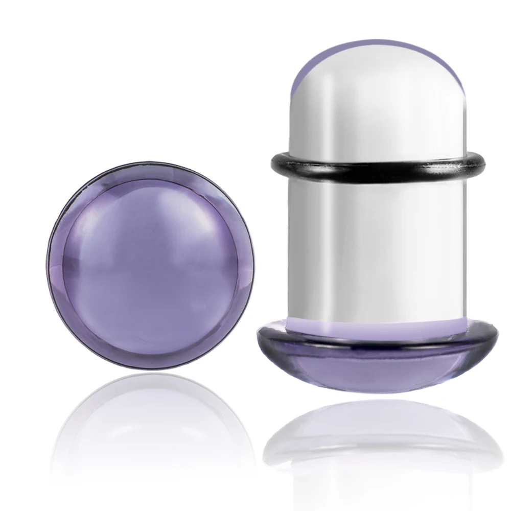 Evorte New Hot Purple Glass Ear Plugs Single Flared Tunnels with Black O-Ring Stretching Plugs Expander Body Piercing Jewelry