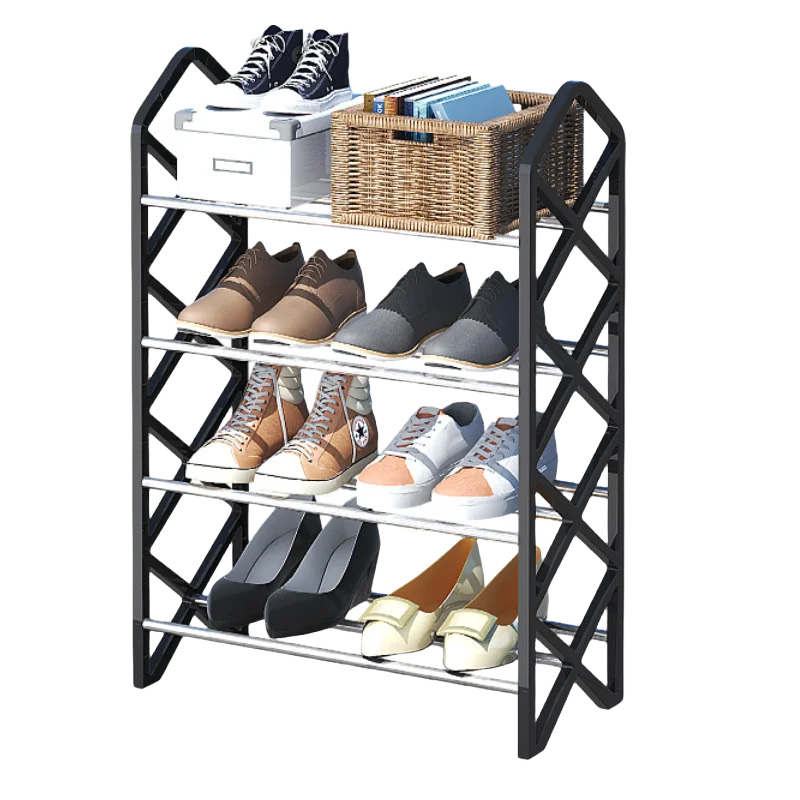 Wholesale design production metal 4-Tier shoe stand rack online modern storage shoes rack for entryways