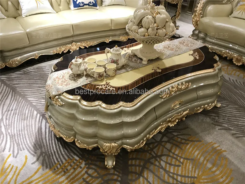 ProCARE classic Luxury champagne golden modern antique European royal style living room sofa sets