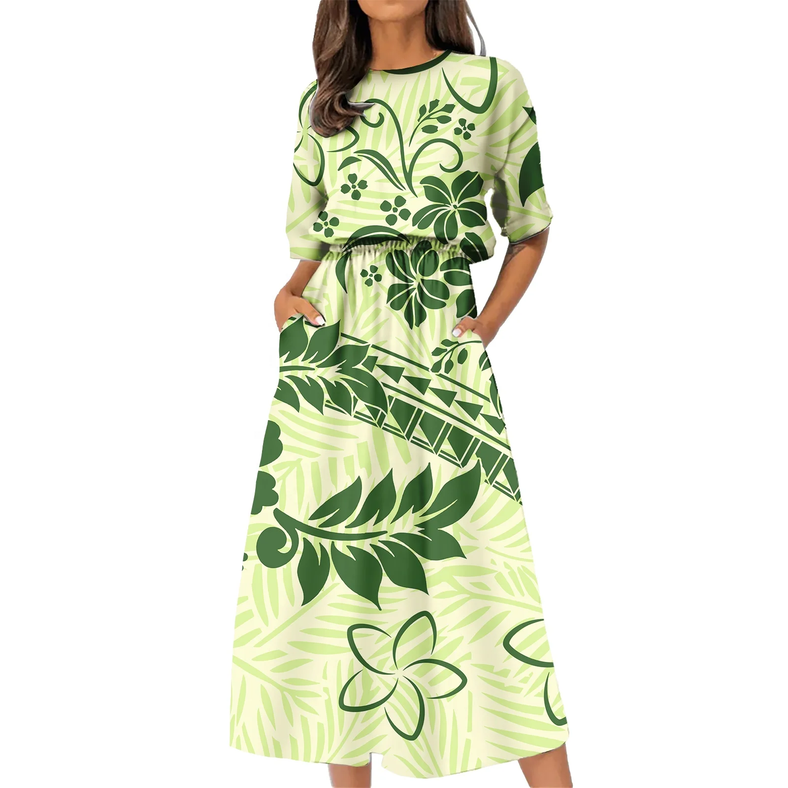 Dropship Polynesian Traditional Tribal Print Women Party Dress Fashion Summer Beach Dress Female Customized Casual Dresses