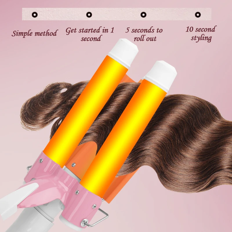 WAIKIL Home Use New Three Barrel Ceramic Big Wave Curler Iron With Triple Barrel Hair Waver Hair Curler