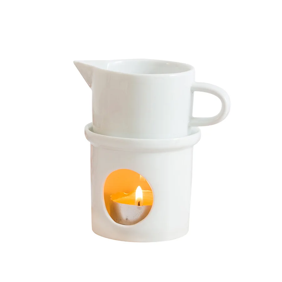 Customized White Unique Luxury Empty Ceramic Candle Jars With Spout Coffee Cups
