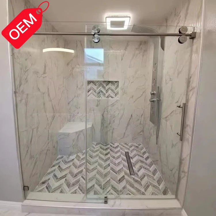 New Style Straight 10mm Temper Glass Slide Shower Door Bathroom Single Sliding Frameless Shower Doors