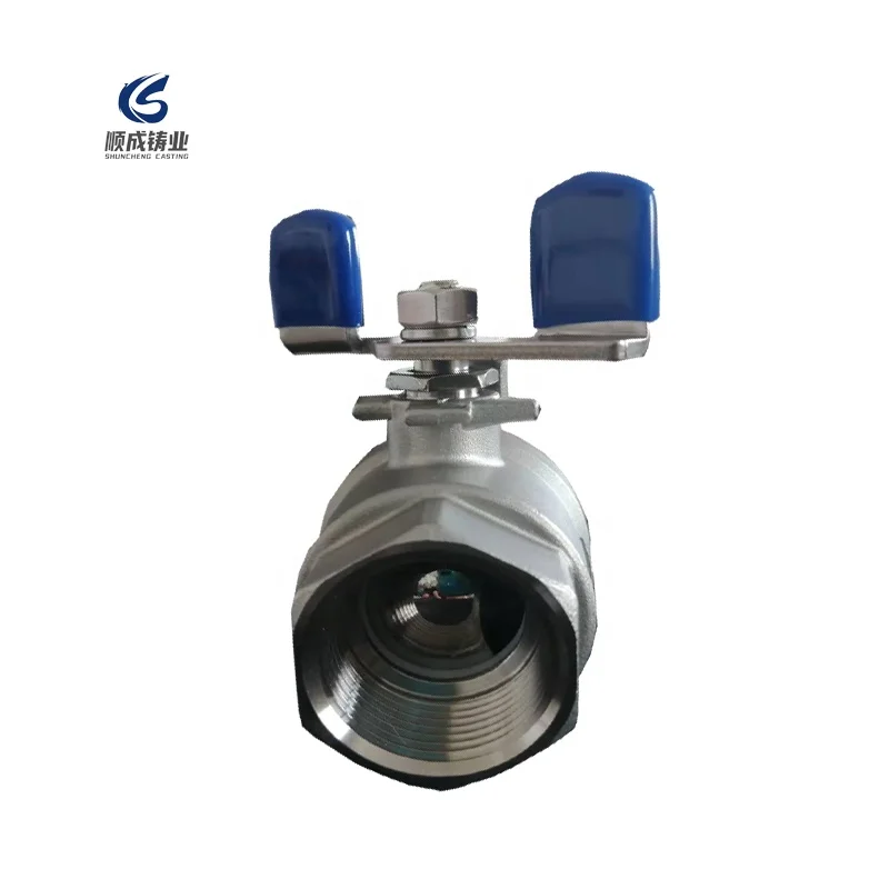 Hot sale 2pc stainless steel ball valve with butterfly handle 1000 W.O.C NPT&BSP