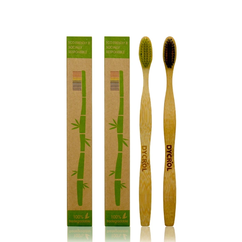 Dycrol Biodegradable Organic Eco-Friendly Daily Charcoal Bamboo Toothbrushes With Soft Bristles For Adults
