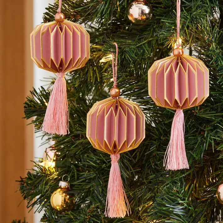 Pink theme hanging christmas tree Paper Accordion Ornaments origami paper decoration kits