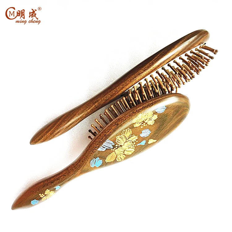 
luxury gift or collection professional nature sandalwood paint logo hair combs and brushes 