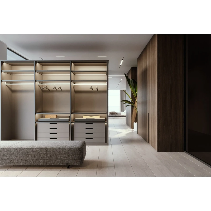 Luxury Hotel Apartment MDF Plywood Walnut Veneer Furniture Set